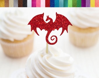 Dragon Cupcake Toppers, Dragon Food Picks, Dragon Party Decorations, Fairy Tale Birthday Decor, Fantasy Themed Party Decorations