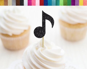 Music Note Cupcake Toppers, Music Party Decorations, Rock Star Cupcake Toppers, Rock n Roll Party Decor, Music Theme Birthday Decor