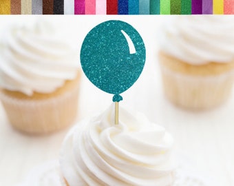 Balloon Cupcake Toppers, Glitter Balloon Food Picks, Birthday Cupcake Toppers, Grand Opening Decorations, Balloon Theme Party Decorations