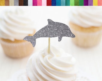 Dolphin Cupcake Toppers, Dolphin Food Picks, Dolphin Party Decor, Ocean Party Decor, Beach Cupcake Toppers, Under the Sea Party Decor