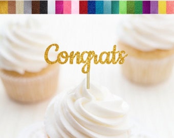 Congrats Cupcake Toppers, Congratulations Food Picks, Graduation Party Decorations, Retirement Cupcake Toppers, Promotion Party, Congrats