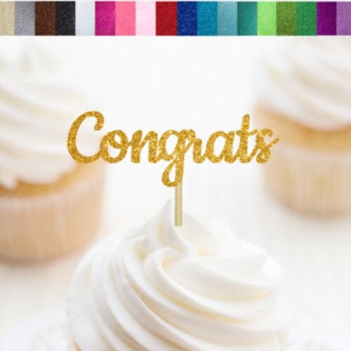 Congrats Cupcake Toppers Congratulations Food Picks Etsy