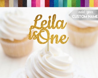 Custom Name is One Cupcake Toppers, Personalized 1st Birthday Cupcake Toppers, First Birthday Party Decorations, Name is One Food Picks