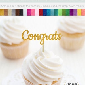 Congrats Cupcake Toppers, Congratulations Food Picks, Graduation Party Decorations, Retirement Cupcake Toppers, Promotion Party, Congrats