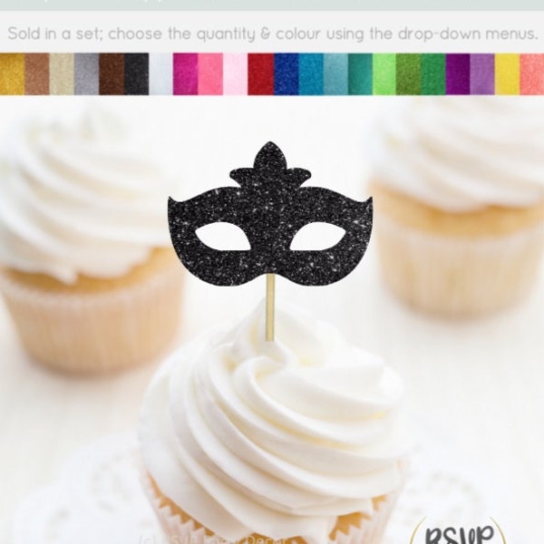 Masquerade Mask Cupcake Toppers, Gatsby Cupcake Toppers, Theatre Cupcake Toppers, Masquerade Ball Party Decorations, Mask Food Picks