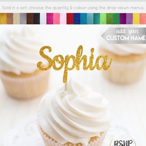 Aangepaste naam Cupcake Toppers, gepersonaliseerde Cupcake Toppers, verjaardag Cupcake Toppers, naam voedselkeuzes, aangepaste voedselkeuzes