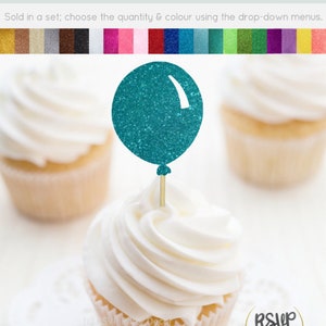 Balloon Cupcake Toppers, Glitter Balloon Food Picks, Birthday Cupcake Toppers, Grand Opening Decorations, Balloon Theme Party Decorations