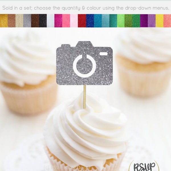 Camera Cupcake Toppers, Photography Party Decorations, Camera Food Picks, Photographer Birthday Decorations