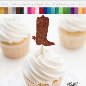 Cowboy Boot Cupcake Toppers, Cowgirl Party Decor, Derby Cupcake Toppers, Rodeo Party Decor, Country Party Decor, Boot Food Picks