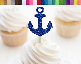 Anchor Cupcake Toppers, Anchor Food Picks, Nautical Cupcake Toppers, Nautical Party Decor, Sailing Party, Ocean Party, Nautical Birthday