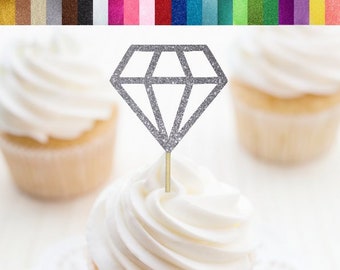 Diamant Cupcake Topper, Diamant-Food-Picks, Diamant-Donuts, Ring Cupcake Toppers, Braut-Dusche-Dekor, Bachelorette Dekor, Verlobungs-Dekor