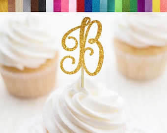 Letter Cupcake Toppers, Custom Initial Cupcake Toppers, Monogram Cupcake Toppers, Initial Letter Food Picks, Custom Cupcake Toppers, 6 CT