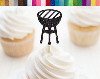Barbecue Cupcake Toppers, BBQ Cupcake Toppers, Glitter Barbeque Food Picks, I Do BBQ Decorations, Baby BBQ Decorations, Barbecue Party