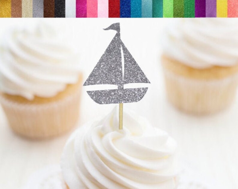 Sailboat Cupcake Toppers Sail Boat Food Picks Nautical Cupcake Toppers Nautical Party Decor Sailing Party Nautical Birthday