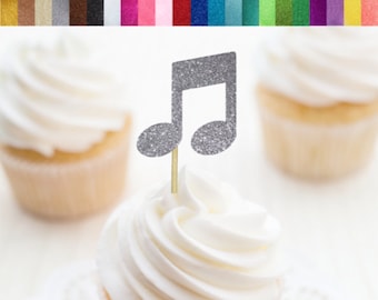 Music Note Cupcake Toppers, Music Party Decorations, Rock Star Cupcake Toppers, Rock n Roll Party Decor, Music Theme Birthday Decor