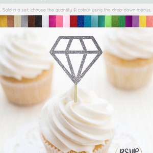 Diamond Cupcake Toppers, Diamond Food Picks, Diamond Donuts, Ring Cupcake Toppers, Bridal Shower Decor, Bachelorette Decor, Engagement Decor