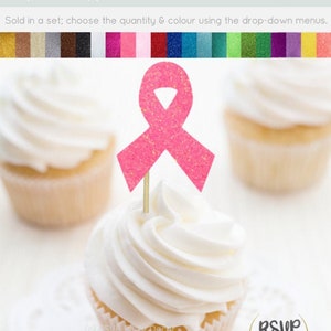 Cancer Ribbon Cupcake Toppers, Cancer Survivor Cupcake Toppers, Cancer Survivor Celebration, Cancer Free Party Decorations