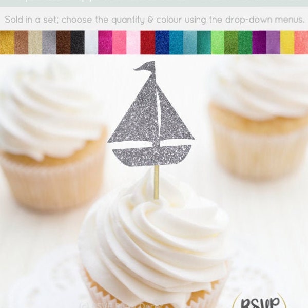 Voilier Cupcake Toppers, Choix de nourriture de voilier, Toppers de cupcake nautique, Décor de fête nautique, Fête à la voile, Décor d’anniversaire nautique