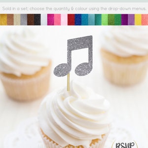 Music Note Cupcake Toppers, Music Party Decorations, Rock Star Cupcake Toppers, Rock n Roll Party Decor, Music Theme Birthday Decor