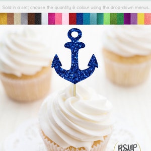 Anchor Cupcake Toppers, Anchor Food Picks, Nautical Cupcake Toppers, Decoración de fiestas náuticas, Fiesta de vela, Ocean Party, Cumpleaños náutico