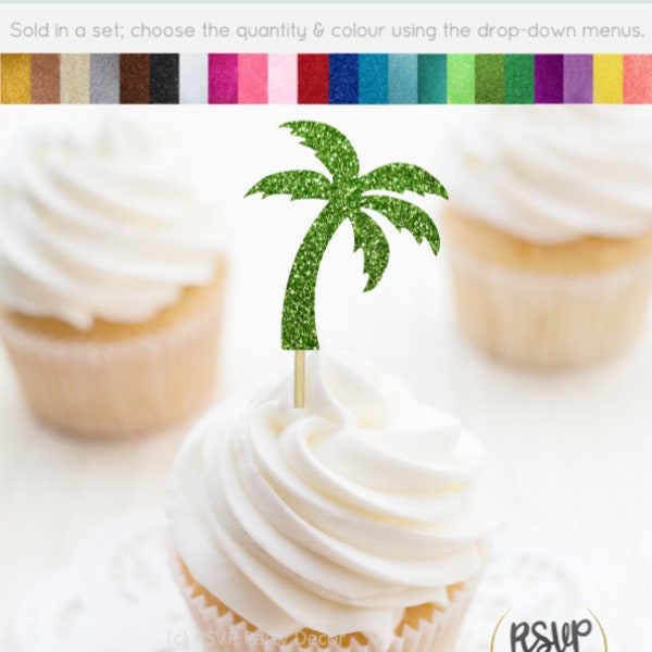 Palm Tree Cupcake Toppers, Palm Tree Party Decorations, Tropical Cupcake Toppers, Beach Themed Party Decorations, Beach Wedding Decor