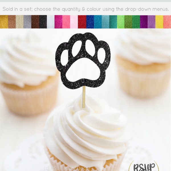 Paw Print Cupcake Toppers, Puppy Cupcake Toppers, Dog Food Picks, Kitty Party Decor, Cat Cupcake Toppers, Dog Party Decorations, Pet Party