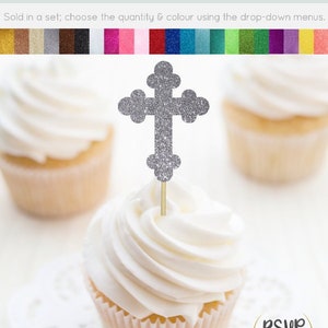 Toppers Cupcake Croce, Battesimo Cupcake Toppers, Battesimo Cupcake Toppers, Santa Comunione Cupcake Toppers, Cross Decor, Religioso