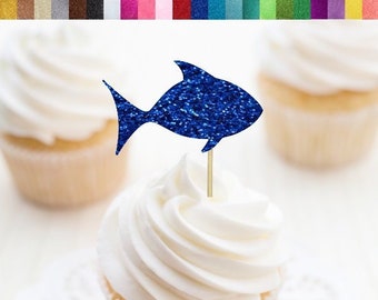 Fish Cupcake Toppers, The Big One Cupcake Toppers, Fish Party Decorations, oFISHally Birthday Decor, Fish Food Picks