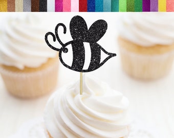 Bee Cupcake Toppers, What Will It Bee Gender Reveal, Spring Party Decor, Bumblebee Food Picks, Bumble Bee Themed Party Decor