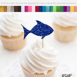 Fish Cupcake Toppers, The Big One Cupcake Toppers, Fish Party Decorations, oFISHally Birthday Decor, Fish Food Picks