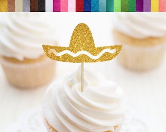 Sombrero Cupcake Toppers, Sombrero Food Picks, Fiesta Cupcake Toppers, Fiesta Themed Party Decor, Fiesta Birthday, Cinco De Mayo Toppers