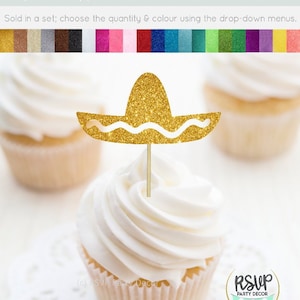 Sombrero Cupcake Toppers, Sombrero Food Picks, Fiesta Cupcake Toppers, Fiesta Themed Party Decor, Fiesta Birthday, Cinco De Mayo Toppers
