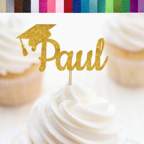Custom Graduation Cap Name Cupcake Toppers Graduation Cupcake Etsy