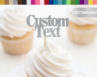 Custom Cupcake Toppers in Serif Font, Personalized Cupcake Toppers, Birthday Cupcake Toppers, Name Food Picks, Block Font, Custom Food Picks