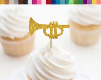 Trumpet Cupcake Toppers, Music Party Decorations, School Band Party Decor, Parade Themed Party Decor, Musical Instrument Food Picks