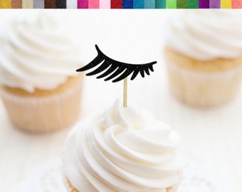 Eyelash Cupcake Toppers, Staches or Lashes Gender Reveal Decorations, Lash Artist Birthday Decor, Makeup Artist Party Decor, Lash Picks