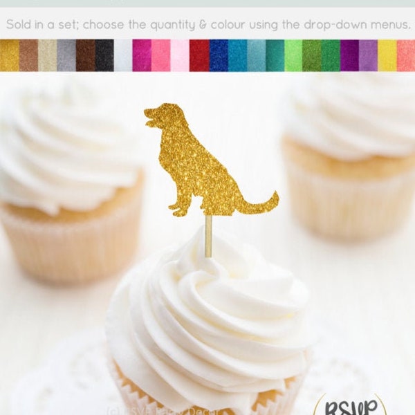 Golden Retriever Cupcake Toppers, Puppy Cupcake Toppers, Dog Food Picks, Dog Birthday Decorations, Dog Party Decor, Pet Party, Veterinarian