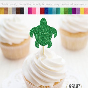 Turtle Cupcake Toppers, Seaturtle Food Picks, Turtle Party Decor, Ocean Party Decor, Beach Cupcake Toppers, Under the Sea Party Supplies