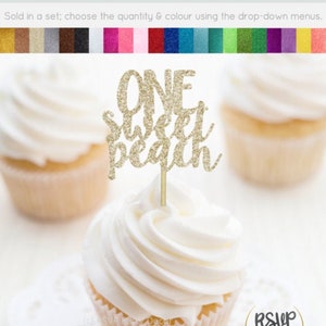 ONE Sweet Peach Cupcake Toppers, Peach Food Picks, Peach Party Decor, Sweet as a Peach Themed Party, One Sweet Peach Birthday Party Decor