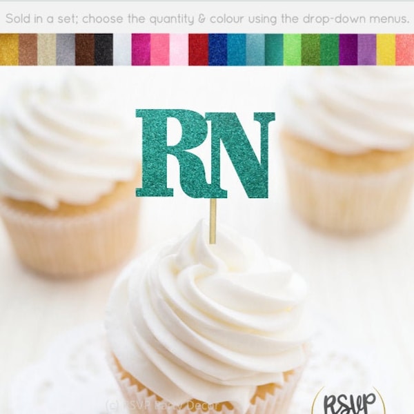 RN Cupcake Toppers, Registered Nurse Cupcake Toppers, Nurse Party Decorations, Nurse Graduation Party Decor, RN Food Picks, Nurse Toothpicks