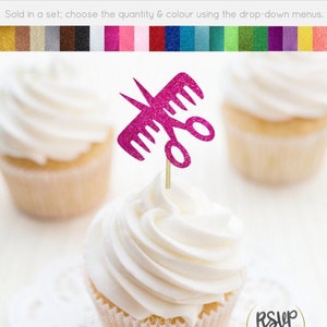 Toppers de cupcake de cabeleireiro, decorações de festa de aniversário de cabeleireiro, formatura de cabeleireiro, decoração de festa de aposentadoria de cabelo, tesoura de cabelo