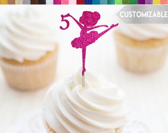 ANY NUMBER Ballerina Cupcake Toppers, Dance Cupcake Toppers, Ballerina Party Decorations, Ballerina Themed Birthday, Ballet Party Decoration