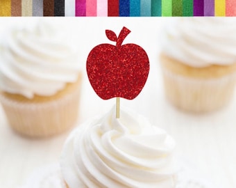 Apple Cupcake Toppers, Glitter Apple Food Picks, Back To School Decorations, Teacher Graduation Party, Tutti Frutti Party Decorations