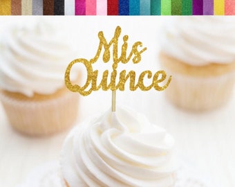 Mis Quince Cupcake Toppers, Quinceanera Party Decorations, 15 Food Picks, 15th Birthday Party Decorations, Quinceañera Cupcake Toppers