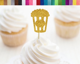 Popcorn Cupcake Toppers, Carnival Cupcake Toppers, Circus Birthday Decoration, Movie Themed Party Decor, Cinema Party Decorations, Hollywood