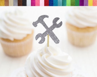 Hammer and Wrench Cupcake Toppers, Mechanic Cupcake Topper, Mechanic Graduation Decoration, Mechanic Retirement, Fathers Day Cupcake Toppers