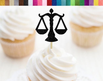 Scales of Justice Cupcake Toppers, Law Cupcake Toppers, Law School Graduation Decorations, Lawyer Retirement Party Decor, Case Closed Picks