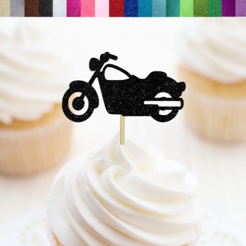 Motorcycle Cupcake Toppers Motorcycle Party Decorations Etsy