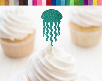 Jellyfish Cupcake Toppers, Jellyfish Food Picks, Jellyfish Party Decor, Ocean Party Decor, Beach Cupcake Toppers, Under the Sea Party