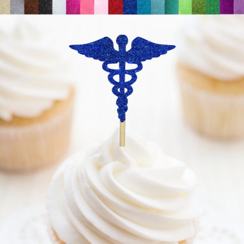 Medical Symbol Cupcake Toppers Caduceus Cupcake Toppers Etsy Canada